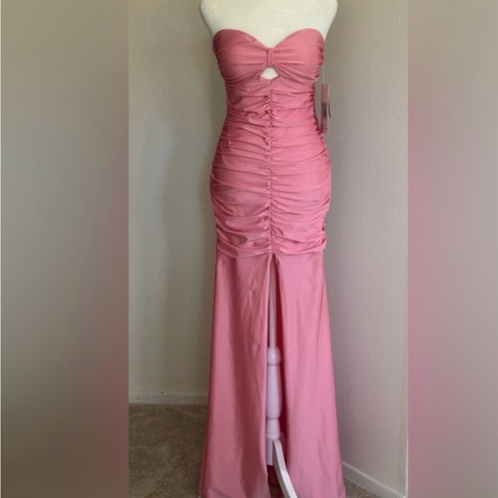 Emerald Sundae Strapless Pink Gown